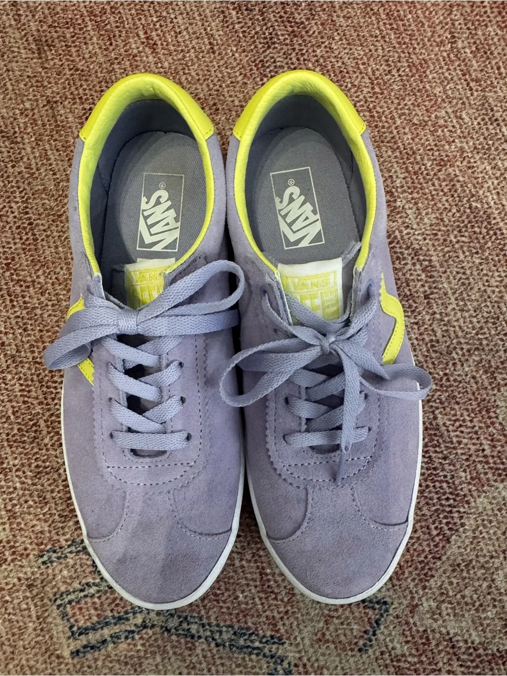 Vans sport low suede sneaker caramella lavender and neon green  size 7.5 women